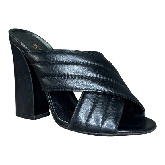 Gucci Webby Leather Mule Open Toe Block Heel Sandals - Picture 3 of 12